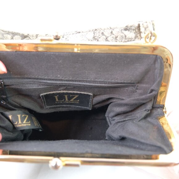 Liz Claiborne Gray Snakeskin Kisslock Frame Bag - Picture 5 of 8